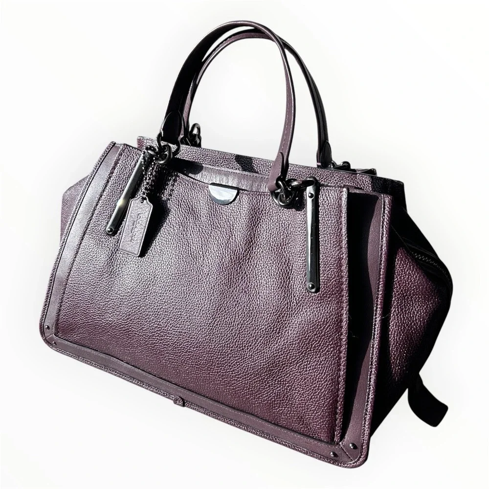 Coach Dreamer 36 Satchel Oxblood Burgundy Pebbled Leather Handbag Gunmetal Large